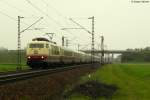 Die 103 235-8 mit dem TEE 8 (Dortmund - Domodossola) am 05.04.2012 bei Graben-Neudorf.