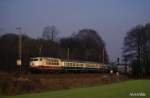 103234 mit IC 713  Diplomat  nach Stuttgart bei Natrup - Hagen am 7.2.1989 um 11.48 Uhr.