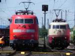 103 233-3 und 103 113-7 bei der Aufstellung zur Lokparade im DB Museum Koblenz am 14.06.2015.