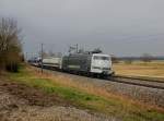 Die 103 222 mit den Verunglückten Meridians am 05.03.2016 unterwegs bei Thonstetten.