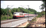 103245 war hier am 10.6.1996 am westlichen Ortsrand von Hasbergen mit einem Intercity in Richtung Münster unterwegs.