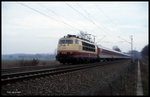 103193 mit Intercity Richtung Münster am 29.3.1998 um 10.06 Uhr auf der Rollbahn am Ortsrand von Hasbergen.