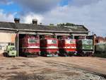 EBS 242 142 + DBM 251 012 + TEV 242 151 + DBM 211 049 am 11.10.2020 beim Eisenbahnfest zum Zwiebelmarkt beim TEV Weimar.