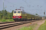 Der AKE Rheingold Dortmund - Trier - Völklingen mit E10 1309 ist fast pünktlich durch Bous gerauscht.