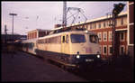 110394 hält hier am 18.2.1995 mit einem Nahverkehrszug nach Rheine Emden im HBF Münster.