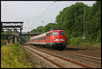 110540 verlässt hier am 31.7.2005 mit dem RB nach Osnabrück den Bahnhof Natrup Hagen.