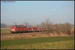 110 454-6 schiebt am 19.12.07 RB 37157 von Aalen nach Donauwrth, aufgenommen bei Aalen-Hofen.