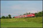 110 425 befrdert am Abend des 08.06.08 RB 37166 von Donauwrth nach Aalen, aufgenommen bei Aalen-Hofen an der Remsbahn (KBS 786).