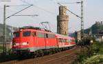 110 326-6 mit dem RE 12130  -> Koblenz in Oberwesel 31.7.08