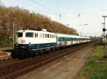 110 507-1 mit RB 3061 Mnchengladbach-Bielefeld auf Bahnhof Viersen am 17-04-1997.