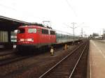 110 373-8 mit RE 24051 Nordeich Mole-Bremen auf Emden Hauptbahnhof am 7-4-2001.