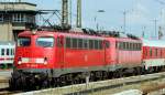 29.08.13 / 110 406-6 kommt mit dem PbZ 2467 in den Leipziger HBF gefahren / dahinter die 115 205-7