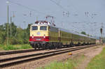 Der AKE Rheingold Dortmund - Trier - Völklingen mit E10 1309 ist fast pünktlich durch Bous gerauscht. Bahnstrecke 3230 Saarbrücken - Karthaus am 26.08.2017