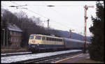 BF Guntershausen am 26.01.2000: DB 110401-7 mit RB Richtung Marburg um 12.02 Uhr