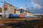 TRI 110 428-0 & Gff 111 200 in Wuppertal Oberbarmen, am 09.04.2022.