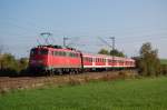 110 460-3 mit einer RegionalBahn von Aalen nach Donauwrth am 06.10.07 bei Aalen-Hofen aufgenommen.