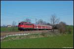 110 426 befrdert am 20.04.08 RB 37154 von Donauwrth nach Aalen, aufgenommen am Km 77,2 der Remsbahn (KBS 786) bei Aalen-Hofen.