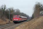 Die erst krzlich aus Dortmund heimgekehrte Stuttgarter 110 418-1 konnte ich am 27.12.2011 auf der kleinen Murrbahn ablichten, als sie mit RB 13917 soeben das Esig von Marbach passiert hat.