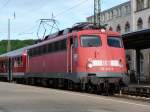 Hier nochmals ein weiteres Bild der 110 446, wie sie am 21.05.13 in Tbingen Hbf steht! 