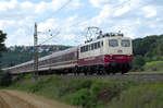 06.08.2017 Streckenabschnitt Uhingen 110 169-0, Schwermetallsonderzug auf dem Rückweg von WACKEN