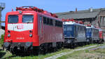 Die Elektrolokomotive 110 152-6 im August 2018 im Eisenbahnmuseum Koblenz.