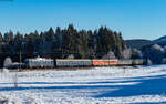 E10 228 mit dem DPE 74310 (Konstanz - Freiburg Hbf) bei Hinterzarten 13.1.24