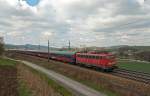 Fr den Veranstalter BahnTouristikExpress brachte am 02.04.2010 die 110 243 den D 16159 von Nrnberg Hbf. nach Wien Westbahnhof. Das Foto entstand kurz vor Neulengbach.