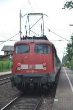 RHEINE (Kreis Steinfurt), 11.06.2012, 110 493-4 als RB 68 nach Münster Hbf bei der Ausfahrt aus dem Bahnhof Rheine-Mesum