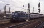 110148 war am 25.3.1993 bei der Fahrt mit dem Eilzug nach Kleve noch im  blauen Kleid  zu bewundern.