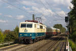 Hier zeigte sich der TEE 5464 mit der 111 001-4 mit drei TEE Wagen und am Zugschluss hing die 218 105. Hier sind sie auf der Rückfahrt und durchfahren Anwanden Richtung Ansbach, 27.9.17