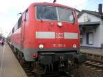 111 156 steht mit RE4  Wupper-Express  abfashrtsbereit auf Gleis 2 in Geilenkirchen