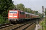 111 127-7 (eigl. 110er leistung) mit dem RE 11593 (Dsseldorf-Aachen) bei der Durchfahrt am B km 28.2 19.September.08