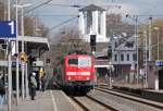111 158-2 mit dem RE10416 aus Dortmund nach Aachen Hbf bei der Einfahrt in den Bahnhof Geilenkirchen 27.3.10