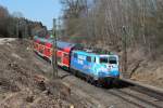 111 017 mit RE 79019 am 02.04.2011 in Ostermnchen.