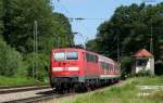 RE 79018 (Salzburg Hbf-Mnchen Hbf) mit Schublok 111 175-6 in Aling 4.6.11