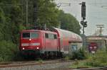 Schnapszahl, 111 111 zieht am 31.07.2011 den RE4 aus Aachen West nach Aachen Hbf.