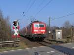 111 139-2 mit RE 14147 Emden Hauptbahnhof-Mnster Hauptbahnhof bei Drpen (B 292.5) am 23-3-2012.