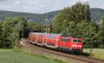 RE 4160 (Frankfurt(Main)Hbf-Kassel Hbf) mit Schublok 111 098-0 bei Niederwalgern 8.6.12