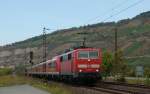 111 208-5 mit MODUS-Garnitur & 111 223-4 am Zugende fahren als RE 4613, Frankfurt(M) Hbf - Wrzburg Hbf, durch Thngersheim.