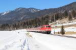 111 005-5 mit der RB 5417 (Mnchen Hbf - Mittenwald) in Klais am 03.03.13