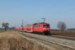 111 187 mit RE 4072 am 03.03.2013 bei Langenisarhofen.