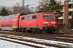 111 009-7 mit RE4 nach Dortmund in Rheydt Hbf am 13.3.2013