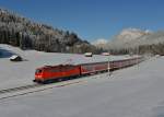 111 037 mit der ersten RB von Mnchen nach Innsbruck am 16.03.2013 bei Klais.