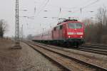 Am 29.03.2013 fuhr 111 054 mit einer RB von Offenburg nach Neuenburg (Baden).