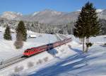 111 037 mit einer RB nach Innsbruck am 16.03.2013 bei Klais.