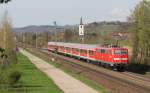 RE 26514 (Basel Bad Bf-Offenburg) mit Schublok 111 064-2 bei Denzlingen 17.4.13