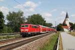 111 027 mit RE 4077 am 13.07.2013 bei Hausbach.