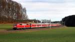 111 005 mit M 79020 (Meridian-Ersatzverkehr) bei Traunstein (03.01.2014)