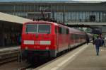 111 103 mit einem SE 60 aus Frankfurt gekommen....gleich geht es in Abstellgruppe des Heidelberger Hbf. 29.5.2014