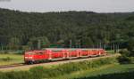 RB 59193 (Nürnberg Hbf-München Hbf) mit Schublok 111 065-9 bei Dollnstein 11.6.14